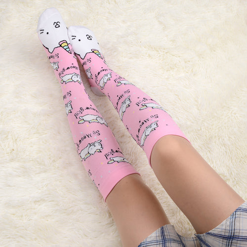 Sliced Peach Compression Sock, Kittycorn (Cat-Unicorn)